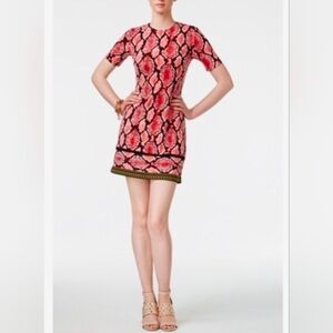 Michael Kors Pink and Black Snake print Mini Shift  Dress